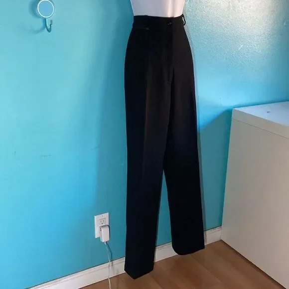 St. John Sport Women Size 10 Black Straight Leg Equestrian Patch Flat Front Pant - Picture 10 of 14